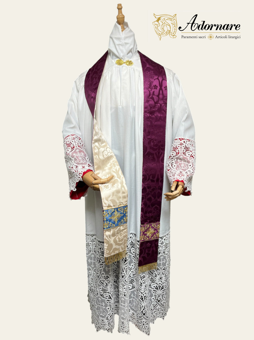 Damask Gothic Reversible Stole for priests / Stola Gotica Damasco Bicolore