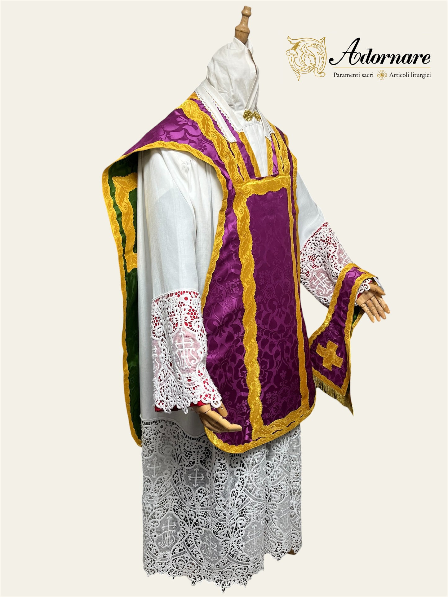 Damask Reversible French Travel Set (Green/Roman Purple) / Pianeta Francese bicolore in damasco (Copy)