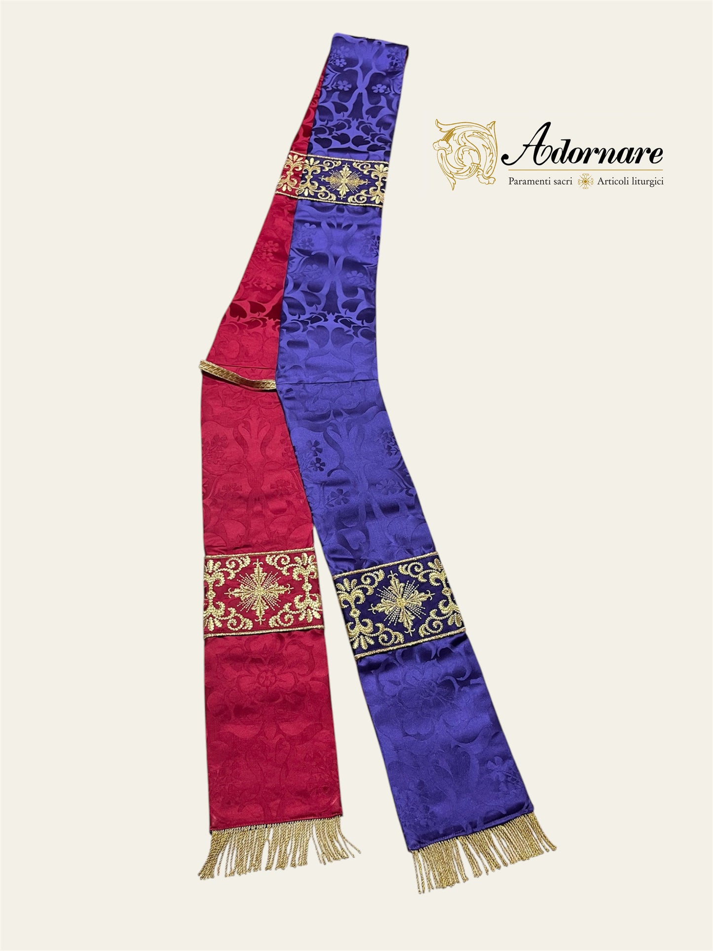 Damask Gothic Reversible Deacon Stole / Stola diacono Gotica Damasco Bicolore