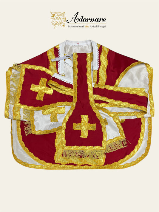 Silk Taffeta Reversible French Travel Set (White/Red) / Pianeta Francese bicolore in pura seta