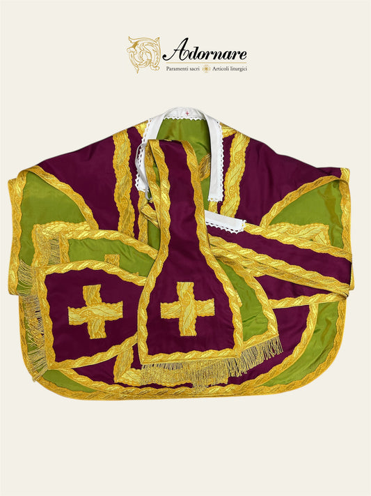 Silk Taffeta Reversible French Travel Set (Olive Green/Violet) / Pianeta Francese bicolore in pura seta