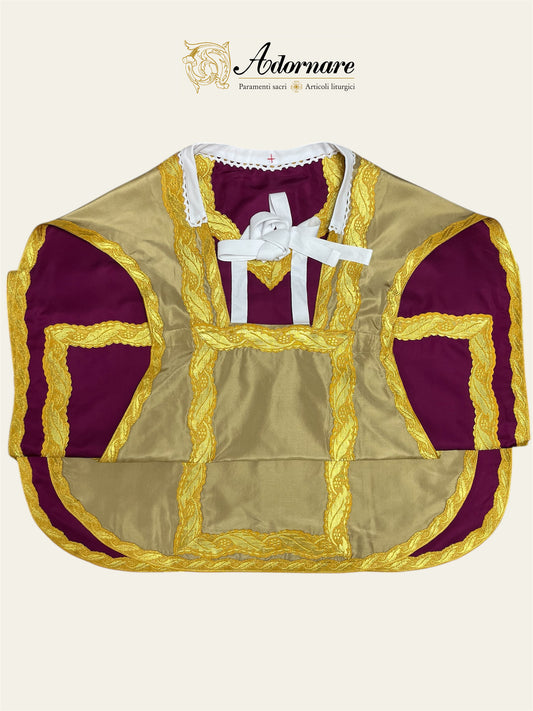 Silk Dupioni Reversible French Travel Set (Gold/Violet) / Pianeta Francese bicolore in pura seta