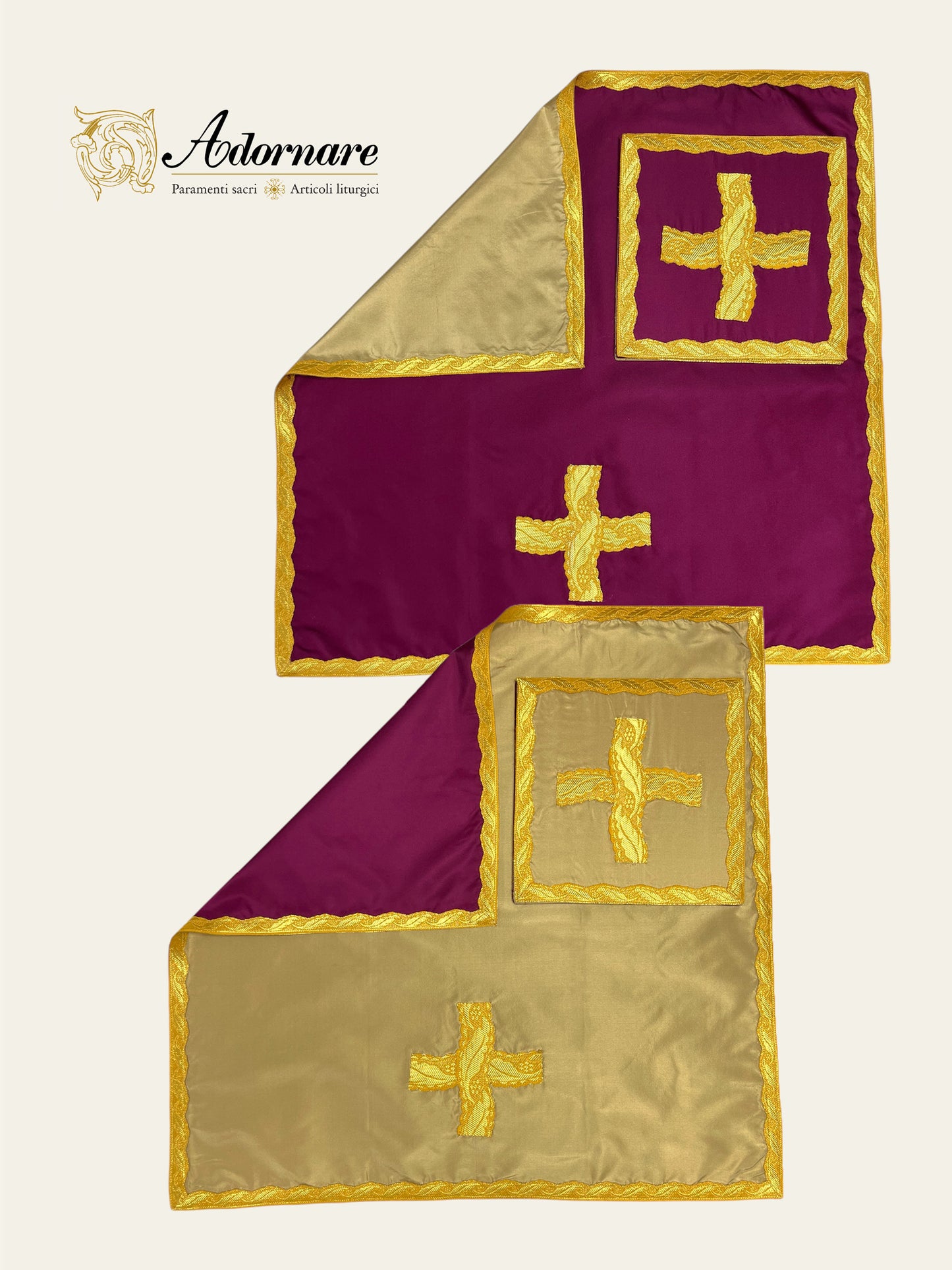 Silk Taffeta Reversible French Travel Set (Gold/Violet) / Pianeta Francese bicolore in pura seta