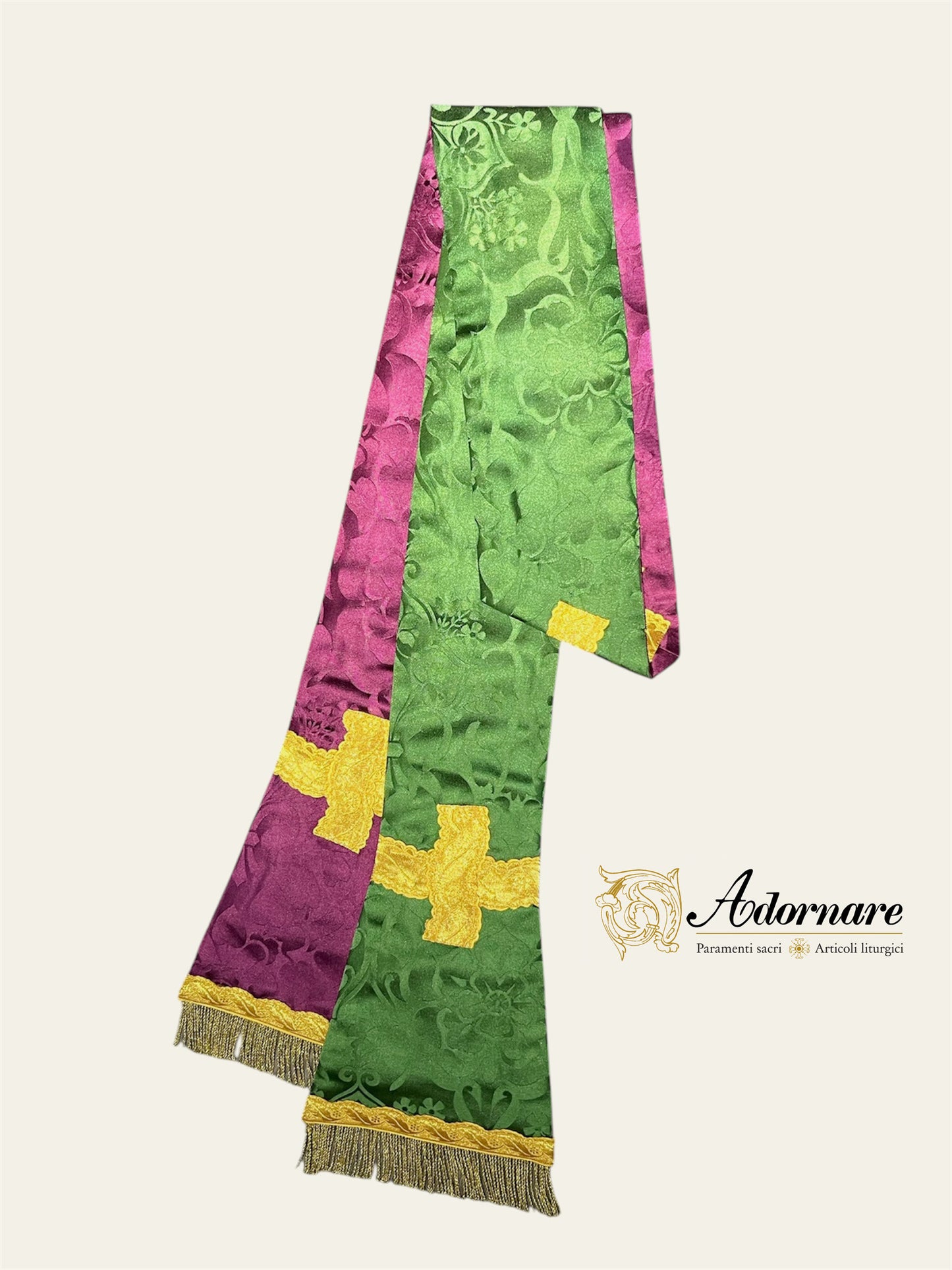 Italian Reversible Roman Stole for priests / Stola Sacramentale Romana Damasco