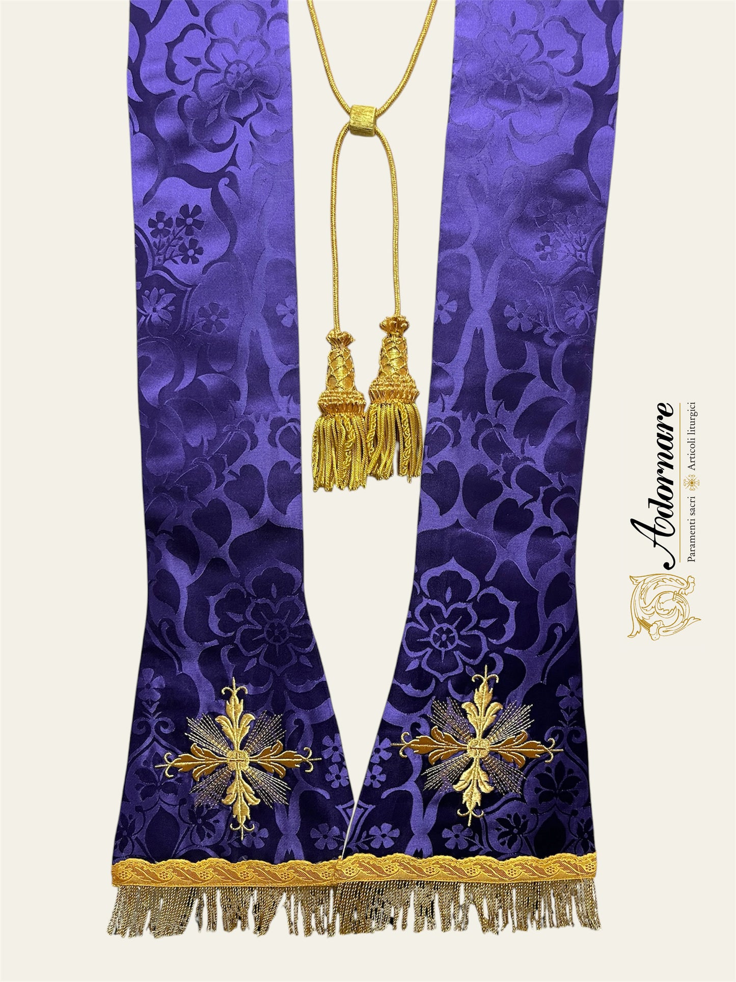 Roman Sacramental Stole, reversible, with machine embroidered crosses