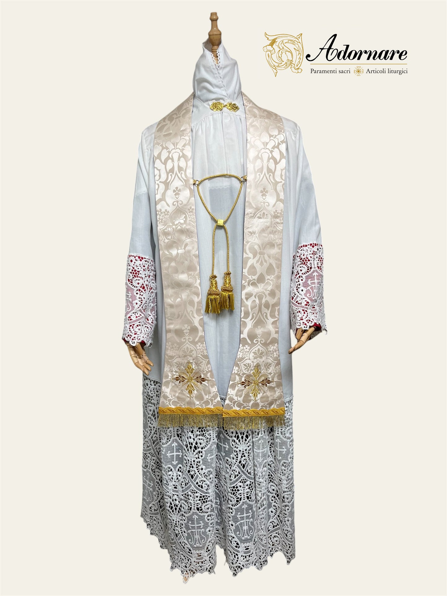 Roman Sacramental Stole, reversible, with machine embroidered crosses