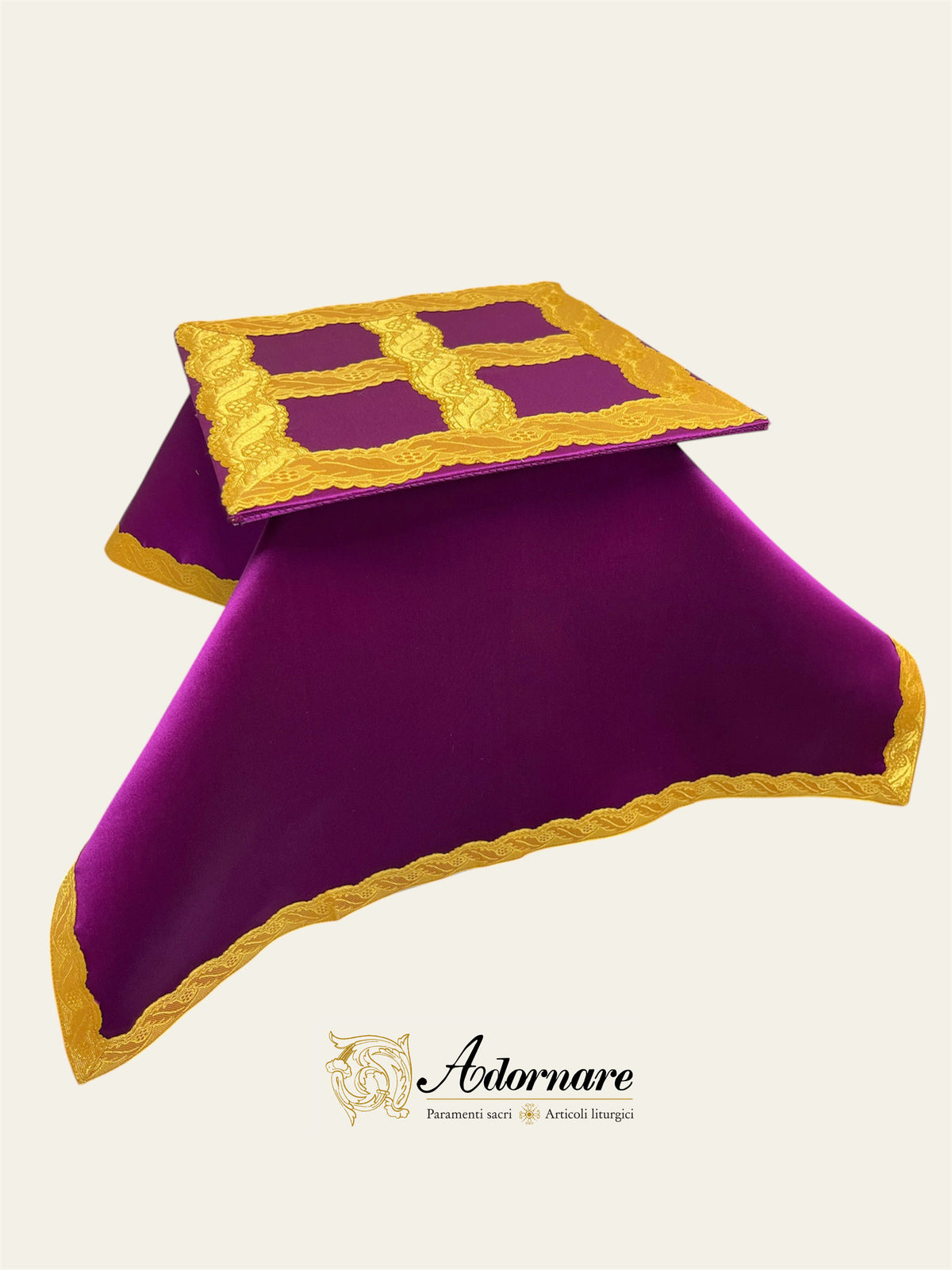 Roman Purple Silk-blend Taffeta Contemporary Italian Roman Chasuble with floral brocade insert