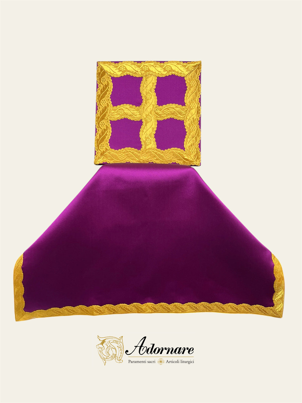 Roman Purple Silk-blend Taffeta Contemporary Italian Roman Chasuble with floral brocade insert