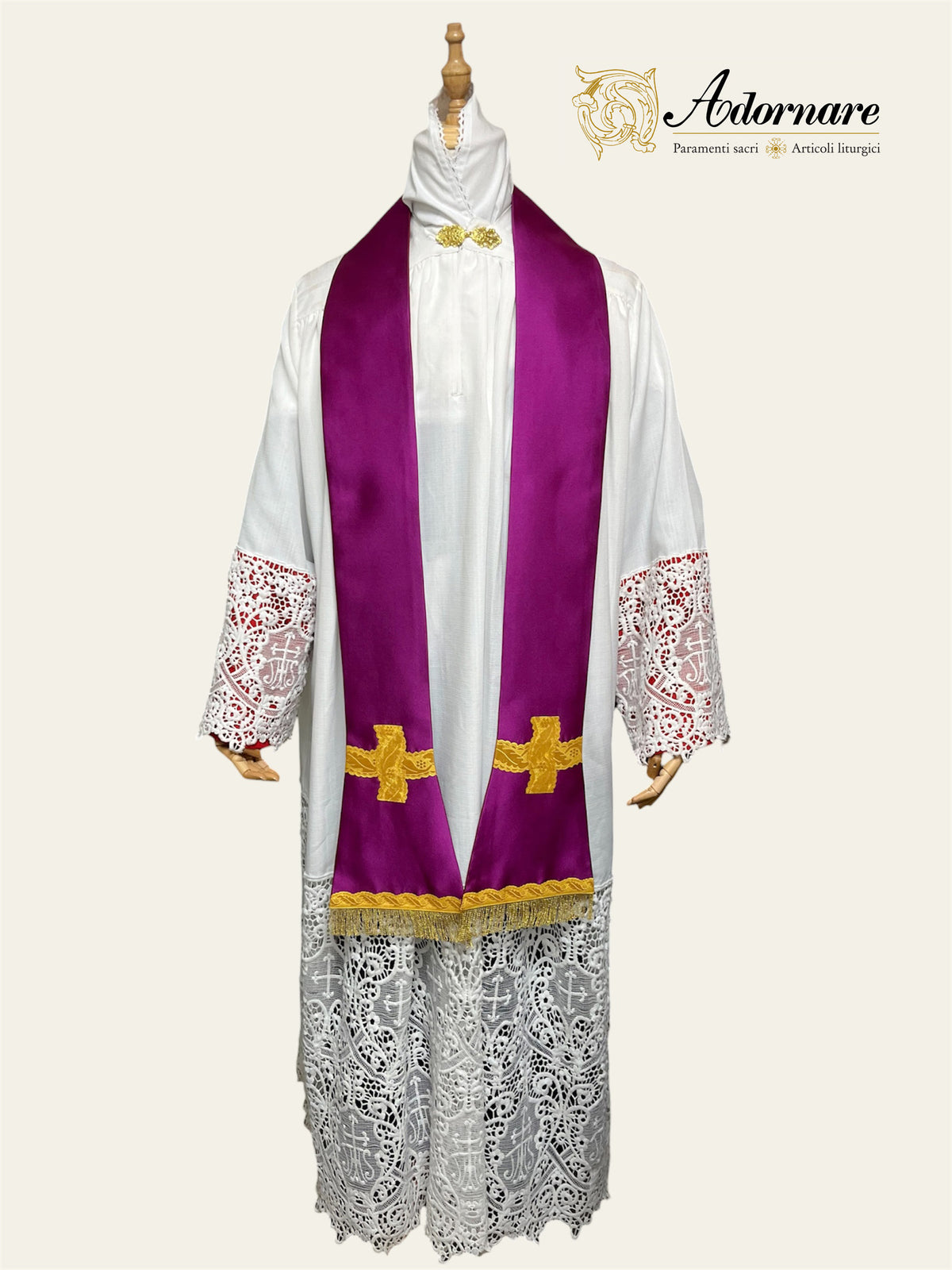 Roman Purple Silk-blend Taffeta Contemporary Italian Roman Chasuble with floral brocade insert