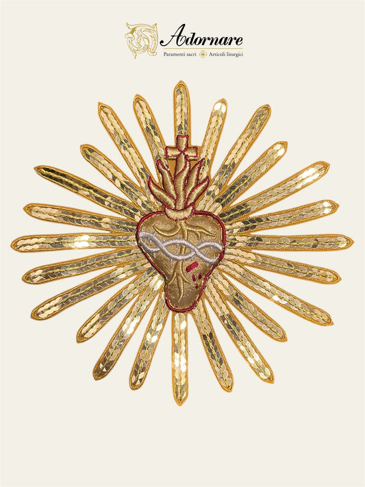 "Sacred Heart" hand-embroidered Appliqué / Applicazione "Sacro Cuore"