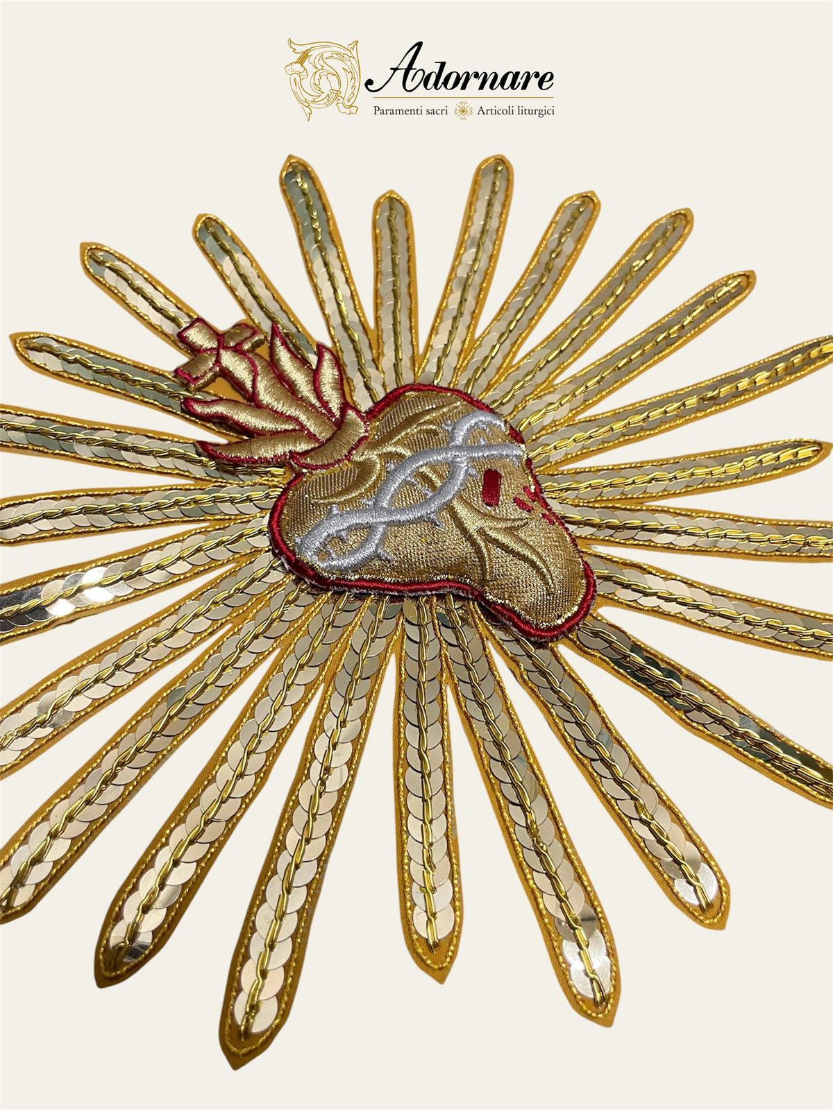 "Sacred Heart" hand-embroidered Appliqué / Applicazione "Sacro Cuore"