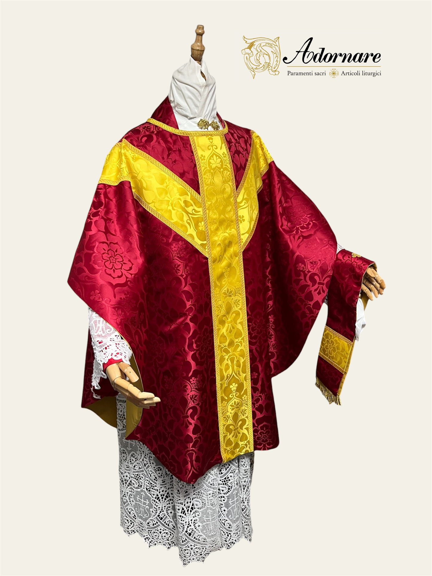 Damask semi-gothic chasuble with insert - Low Mass Set / Casule semi-gotica Damasco con inserti