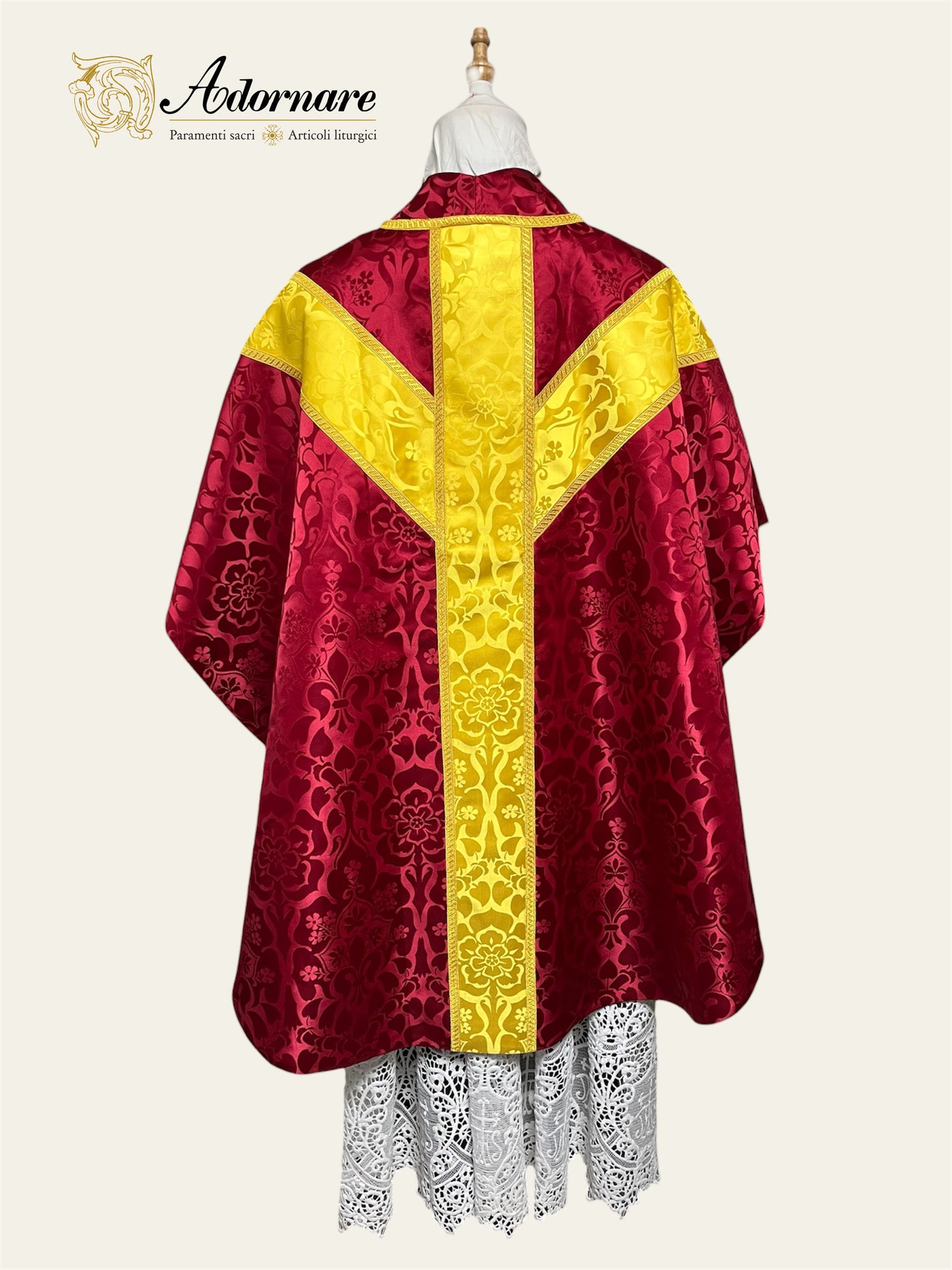 Damask semi-gothic chasuble with insert - Low Mass Set / Casule semi-gotica Damasco con inserti