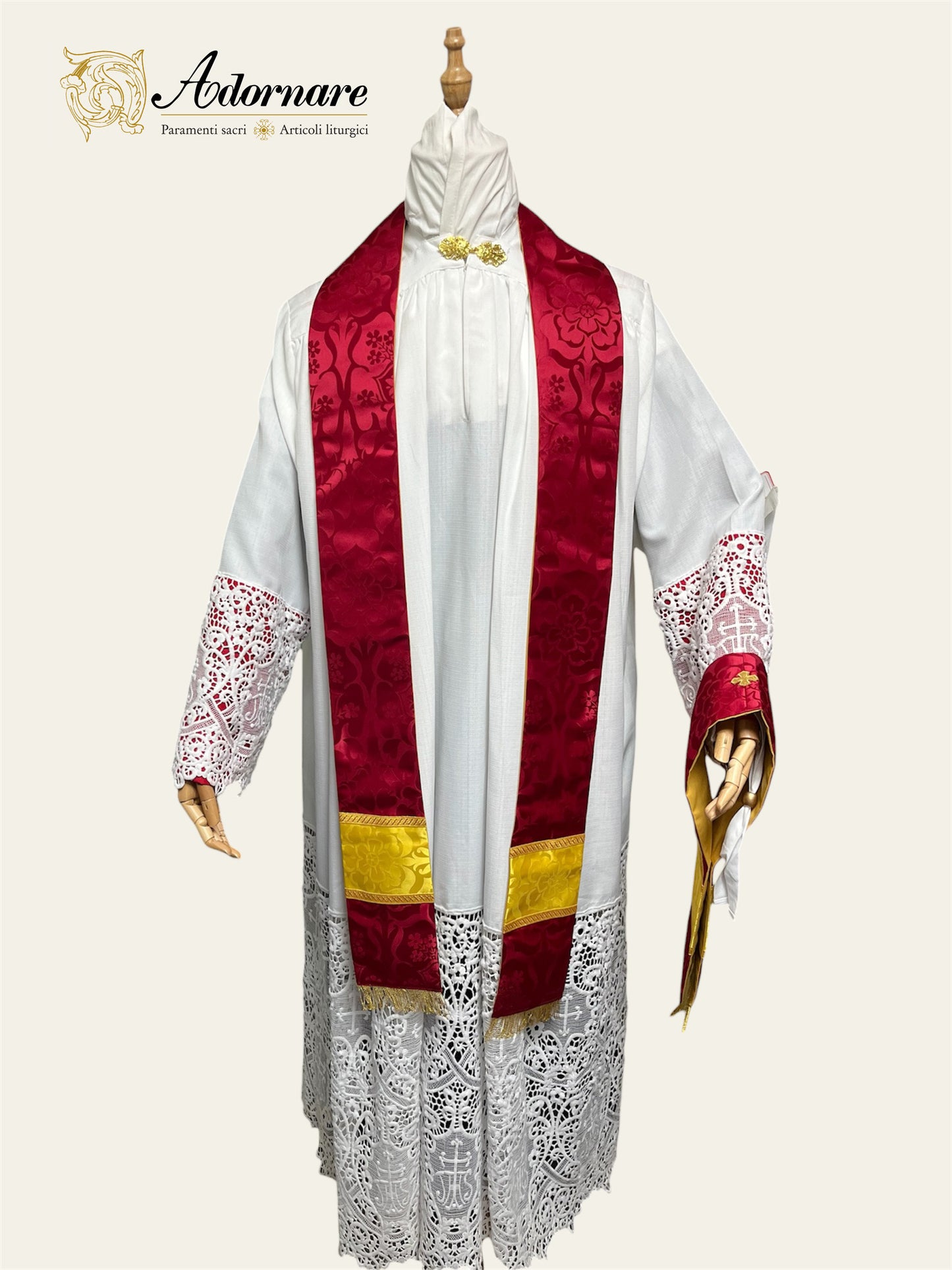 Damask semi-gothic chasuble with insert - Low Mass Set / Casule semi-gotica Damasco con inserti