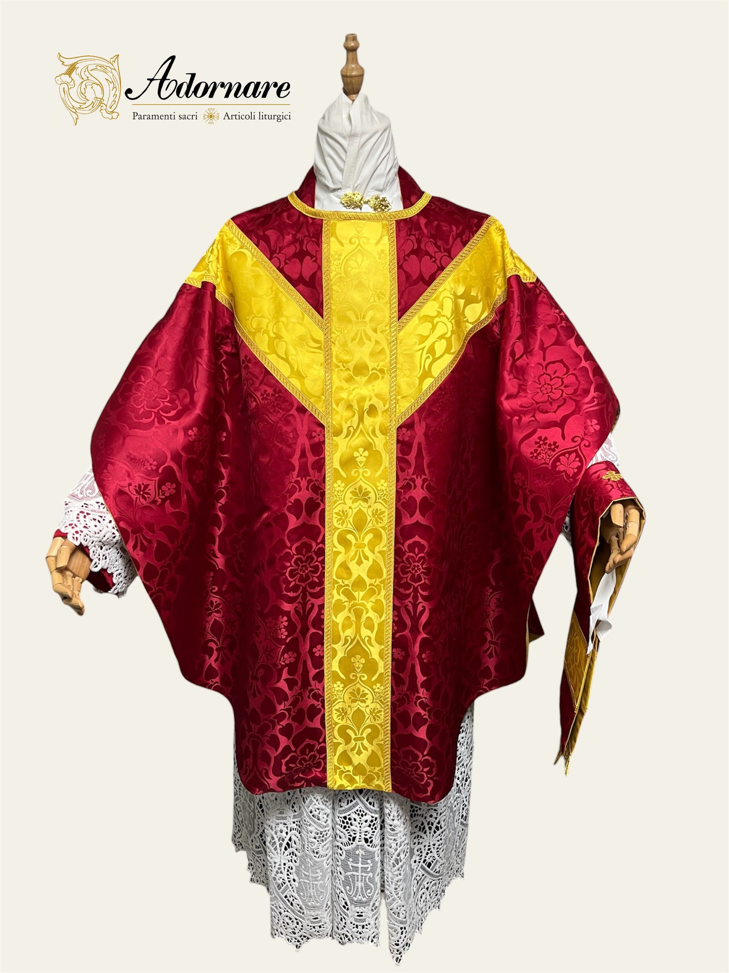 Damask semi-gothic chasuble with insert - Low Mass Set / Casule semi-gotica Damasco con inserti