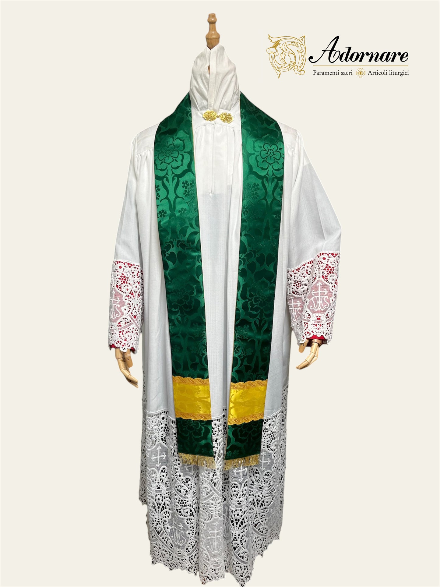 Damask semi-gothic chasuble with insert (wavy gallons) - Low Mass Set / Casule semi-gotica Damasco con inserti
