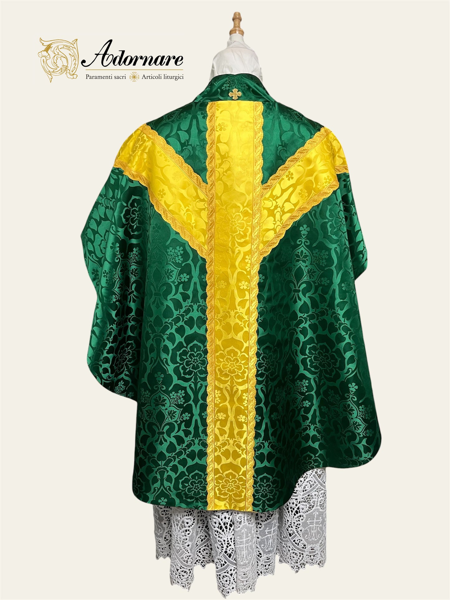 Damask semi-gothic chasuble with insert (wavy gallons) - Low Mass Set / Casule semi-gotica Damasco con inserti