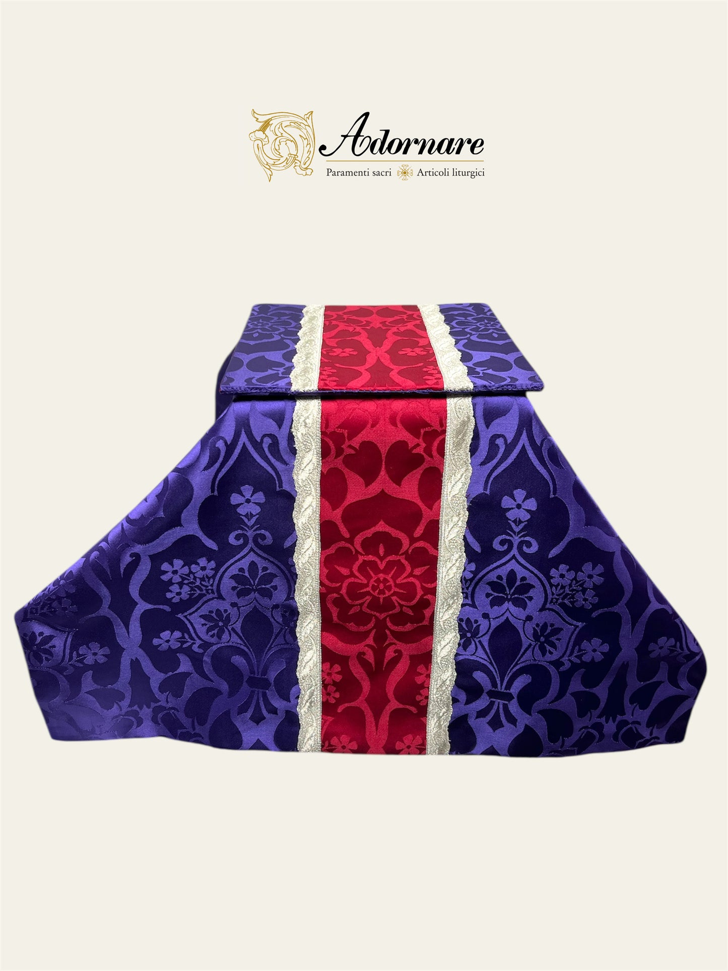 Damask semi-gothic chasuble with insert (wavy gallons) - Low Mass Set / Casule semi-gotica Damasco con inserti