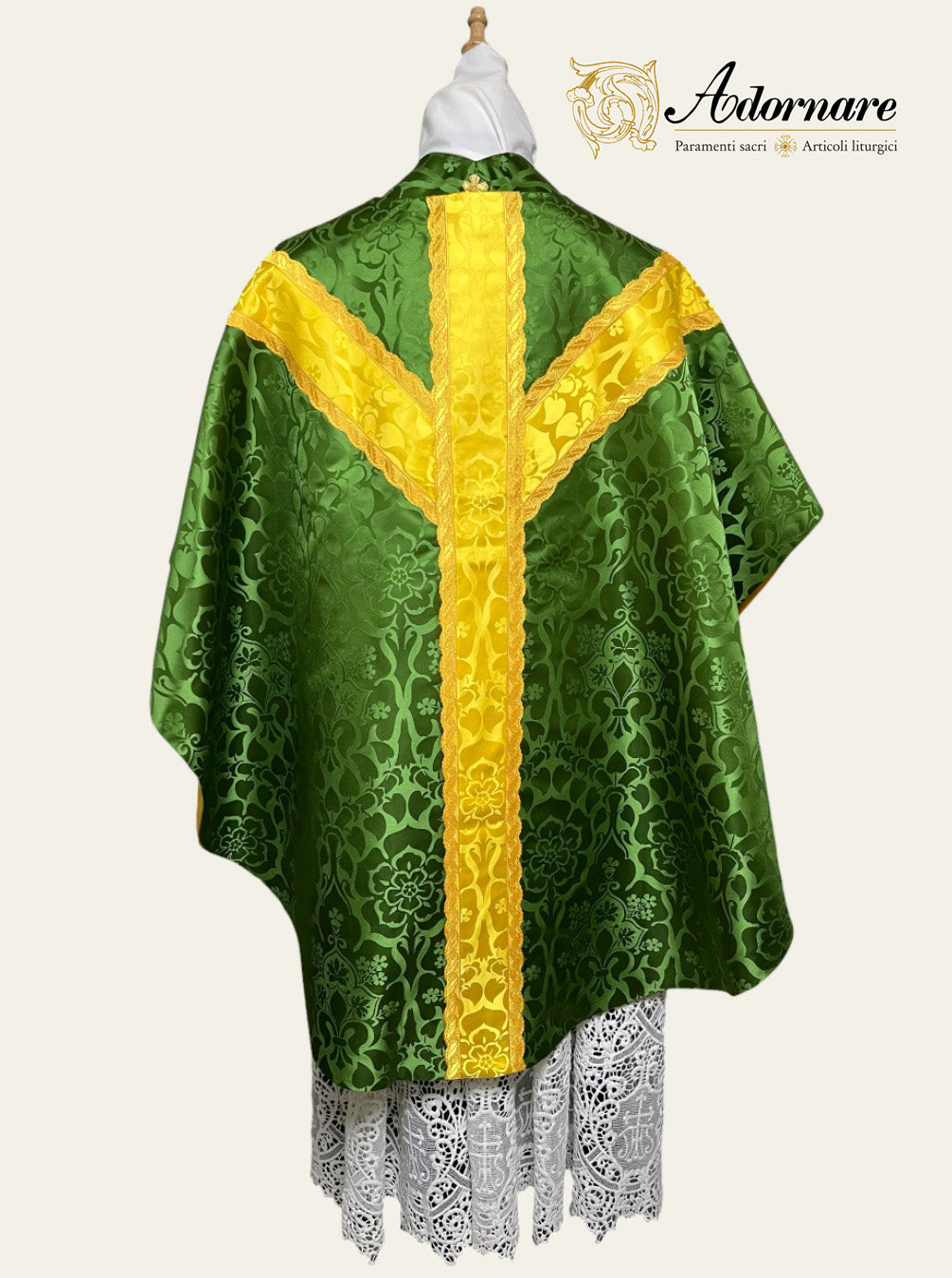 Damask semi-gothic chasuble with insert (wavy gallons) - Low Mass Set / Casule semi-gotica Damasco con inserti