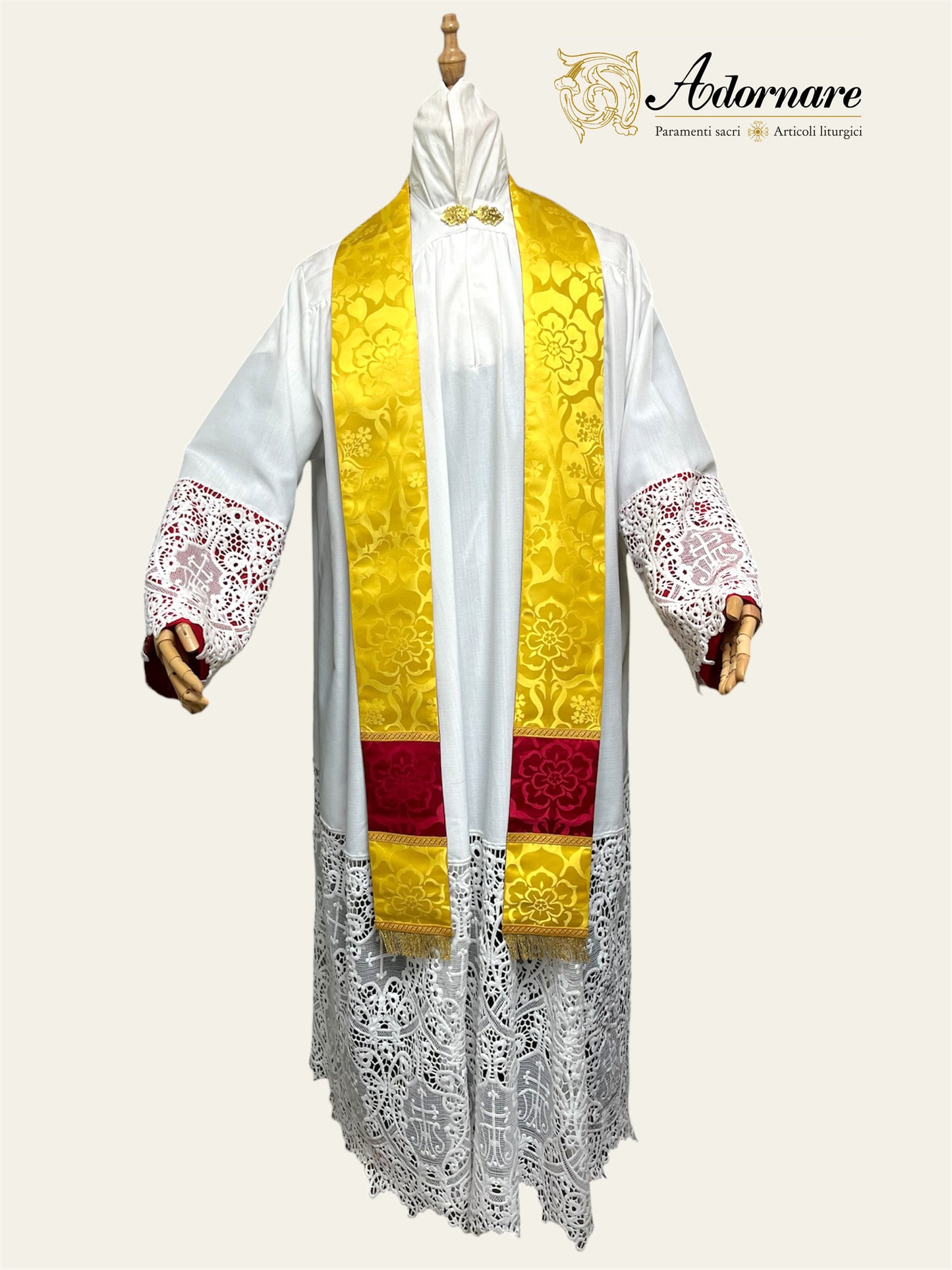 Damask semi-gothic chasuble with insert - Low Mass Set / Casule semi-gotica Damasco con inserti
