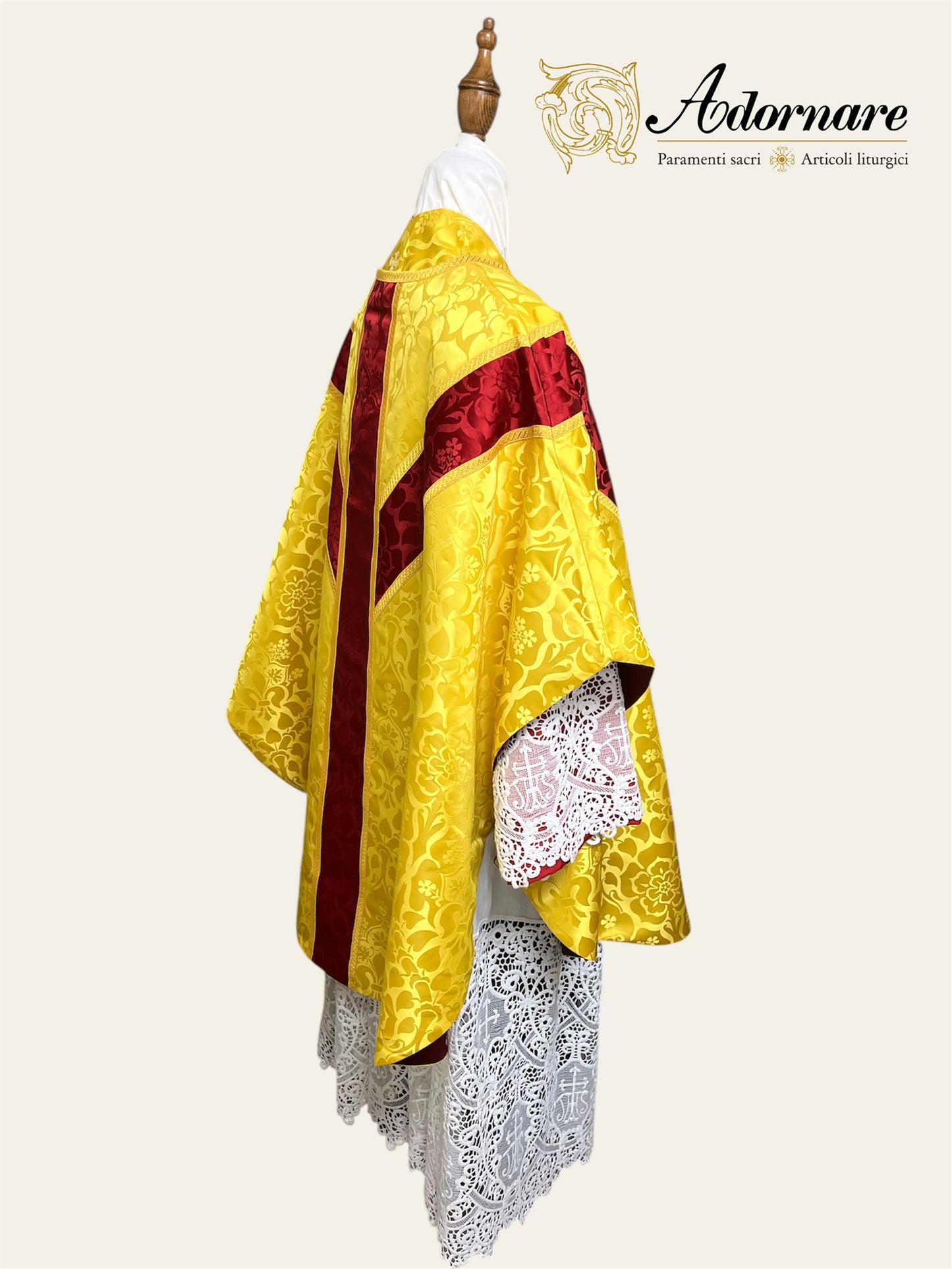 Damask semi-gothic chasuble with insert - Low Mass Set / Casule semi-gotica Damasco con inserti