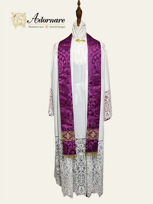 Damask Gothic Reversible Stole for priests / Stola Gotica Damasco Bicolore