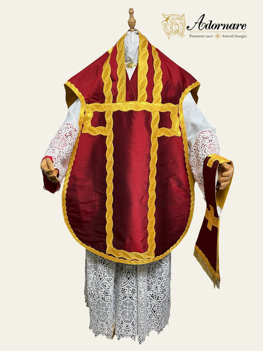 Silk Dupioni Italian-cut Roman Chasuble - Low Mass Set / Pianeta Romana in Seta