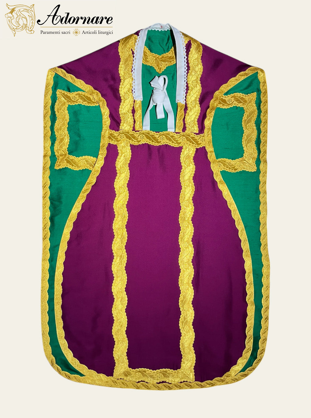 Silk Dupioni Reversible French Travel Set (Green/Violet) / Pianeta Francese bicolore in pura seta