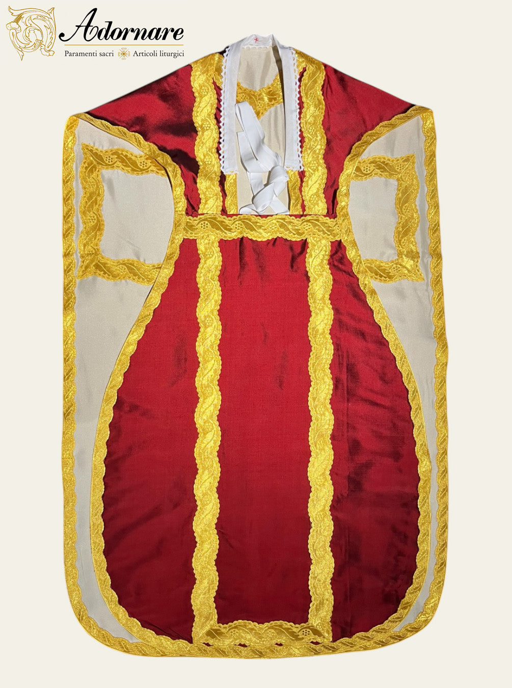 Silk Dupioni Reversible French Travel Set (White/Red) / Pianeta Francese bicolore in pura seta
