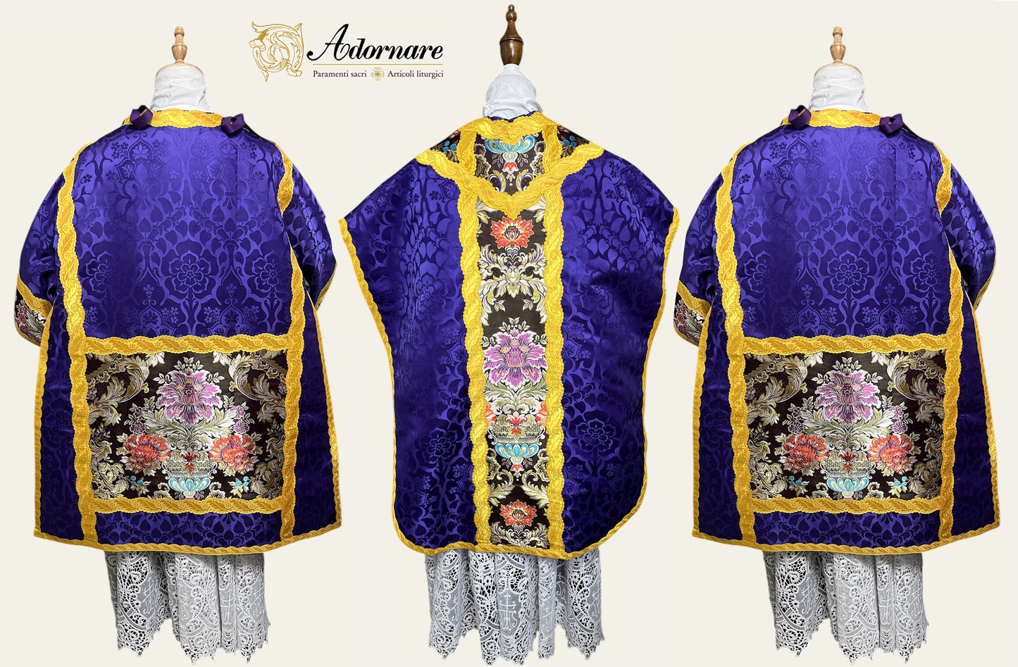 St Philip Neri Solemn Mass Set in damask with floral brocade panels