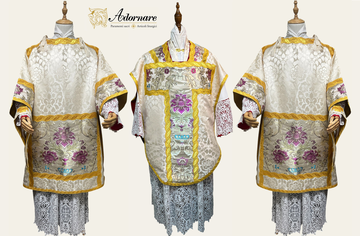 St Philip Neri Solemn Mass Set in damask with floral brocade panels