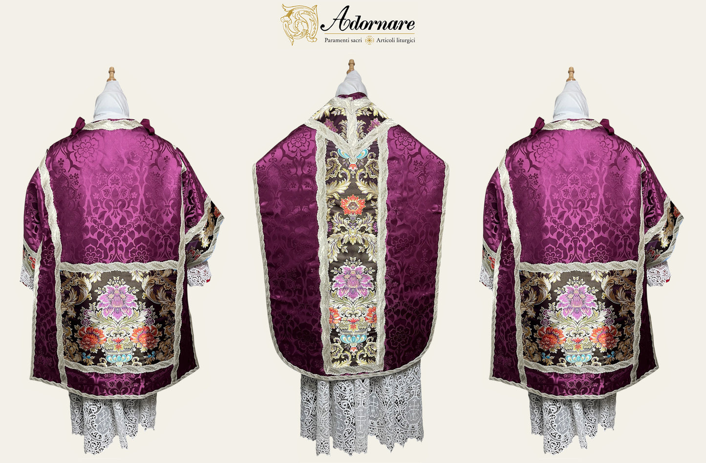 Italian Solemn Mass Set in damask with brocade insert