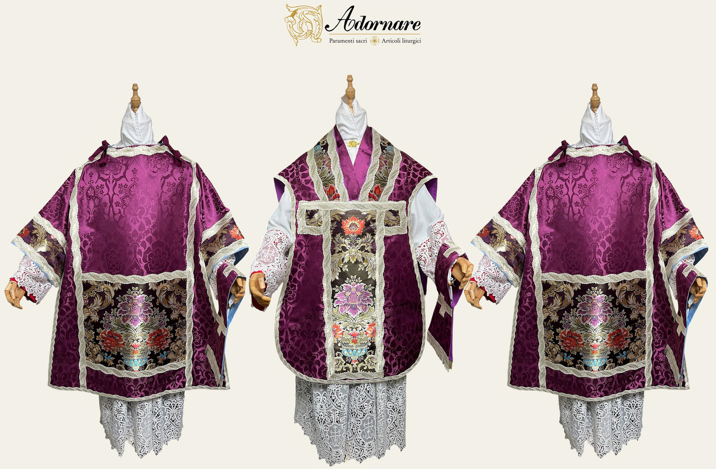 Italian Solemn Mass Set in damask with brocade insert