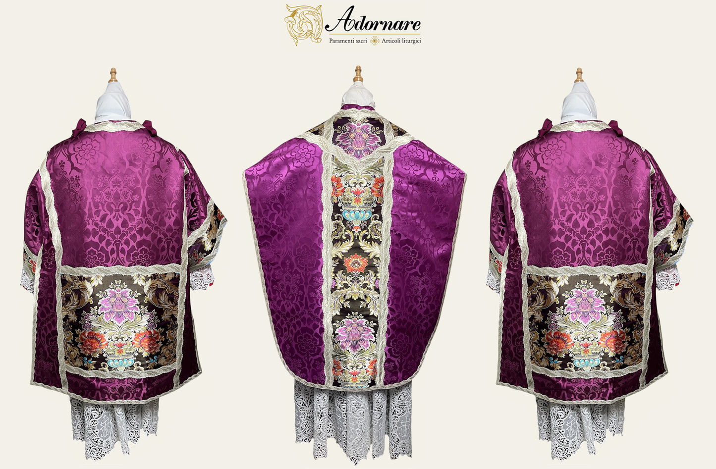 St Philip Neri Solemn Mass Set in damask with floral brocade panels