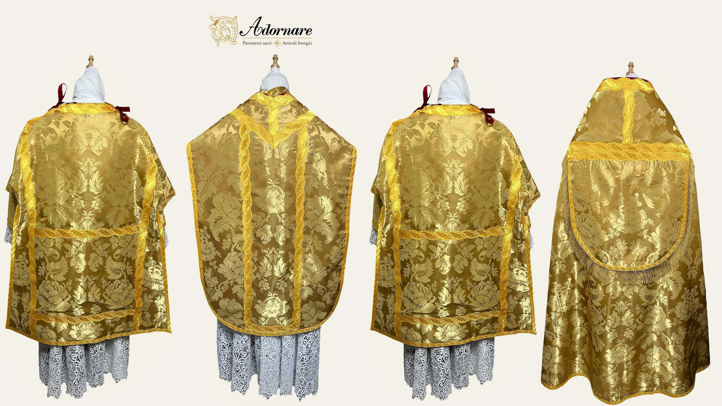 Italian Solemn Mass Set in gold silk damask