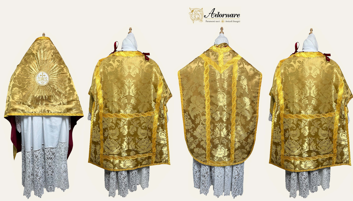 Italian Solemn Mass Set in gold silk damask