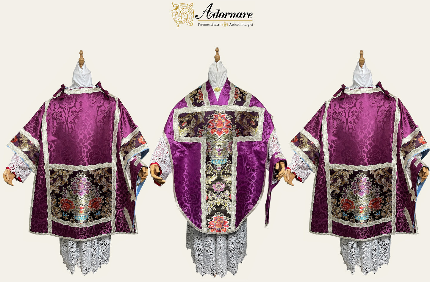 St Philip Neri Solemn Mass Set in damask with floral brocade panels