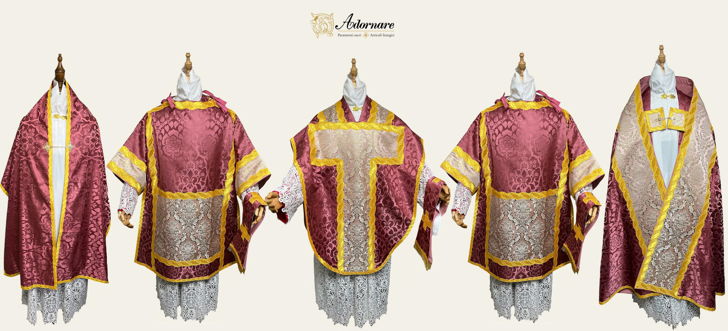 St Philip Neri Solemn Mass Set in damask with floral brocade panels