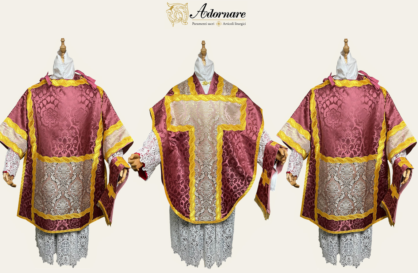 St Philip Neri Solemn Mass Set in damask with floral brocade panels