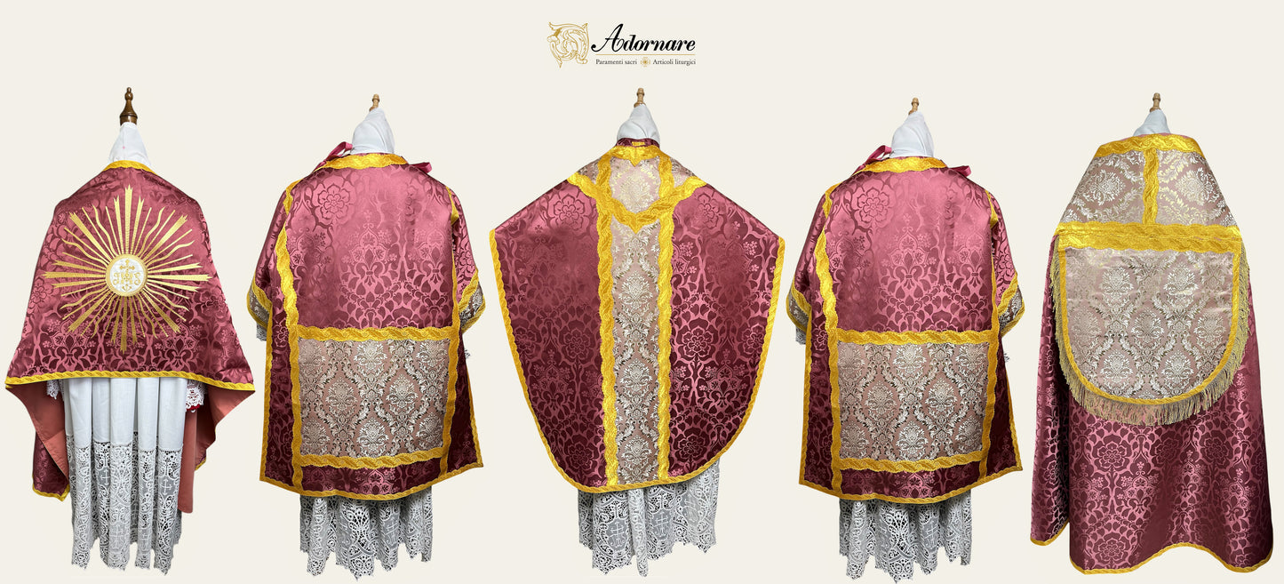 St Philip Neri Solemn Mass Set in damask with floral brocade panels