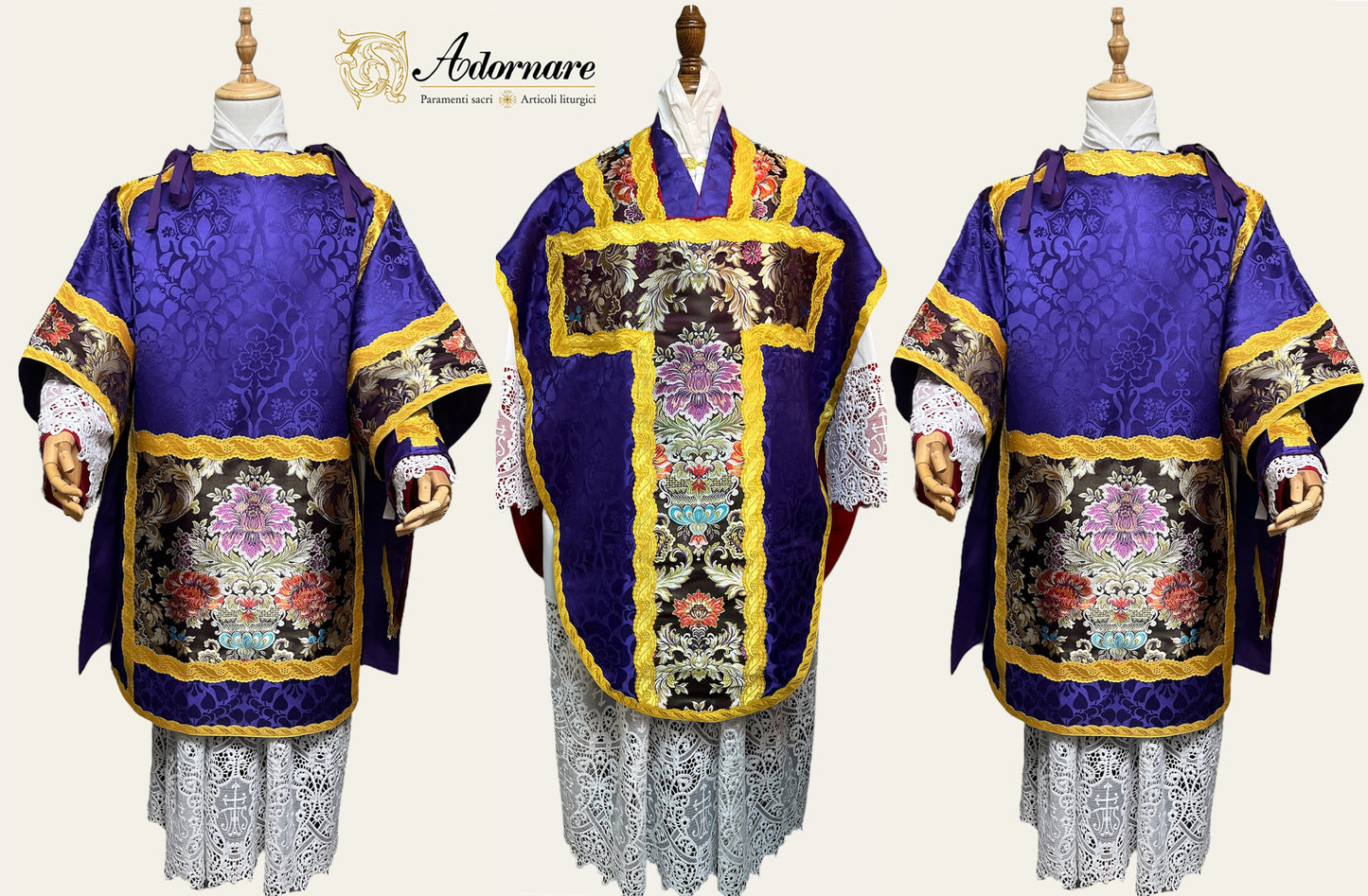 St Philip Neri Solemn Mass Set in damask with floral brocade panels