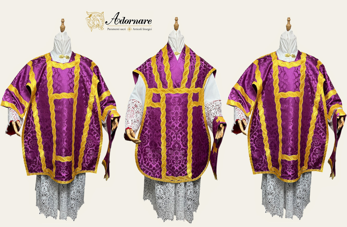 Italian Solemn Mass Set in damask with French-style Dalmatics