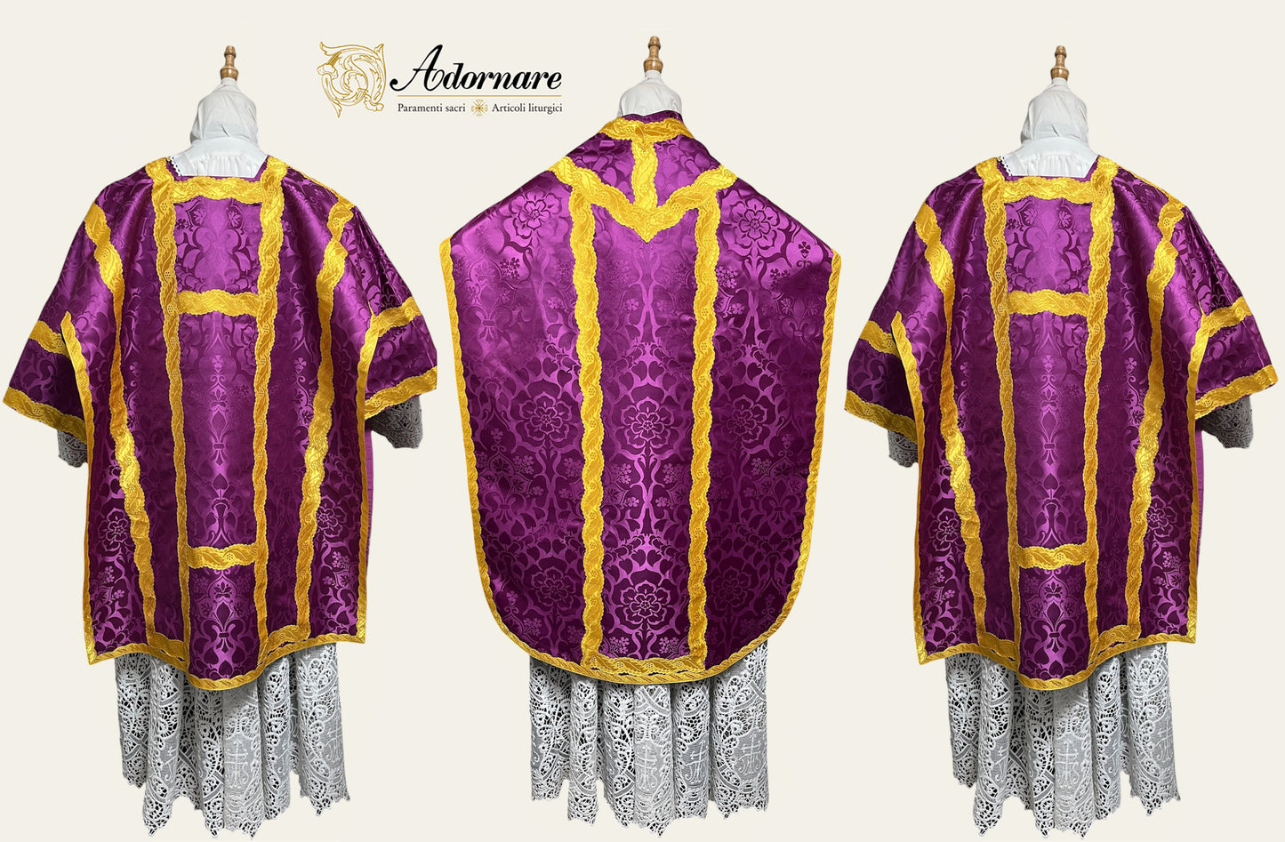 Italian Solemn Mass Set in damask with French-style Dalmatics