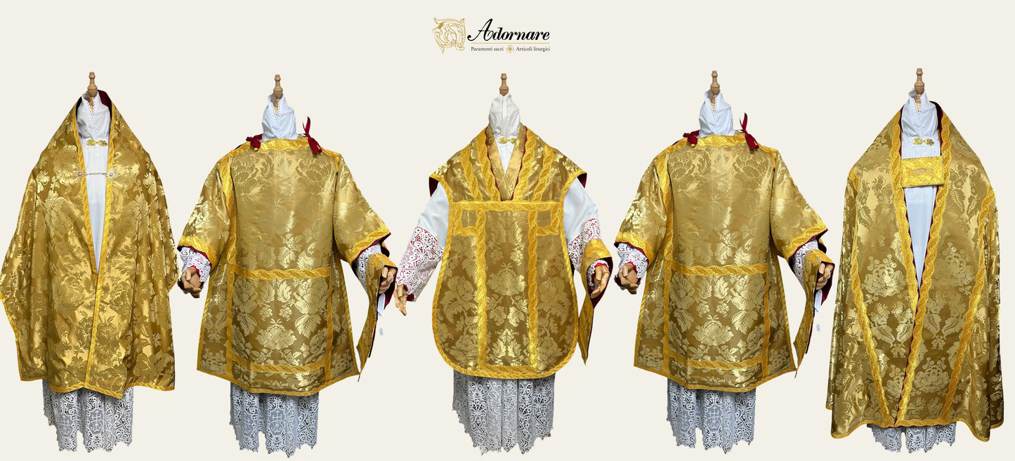 Italian Solemn Mass Set in gold silk damask