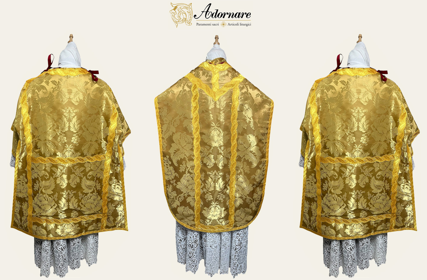 Italian Solemn Mass Set in gold silk damask