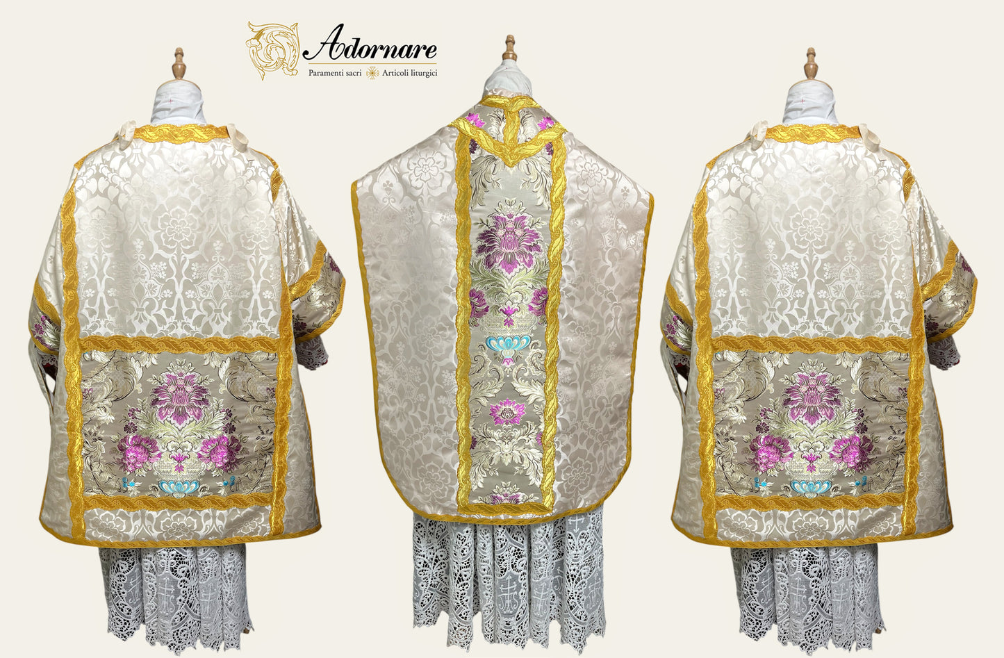 Italian Solemn Mass Set in damask with brocade insert